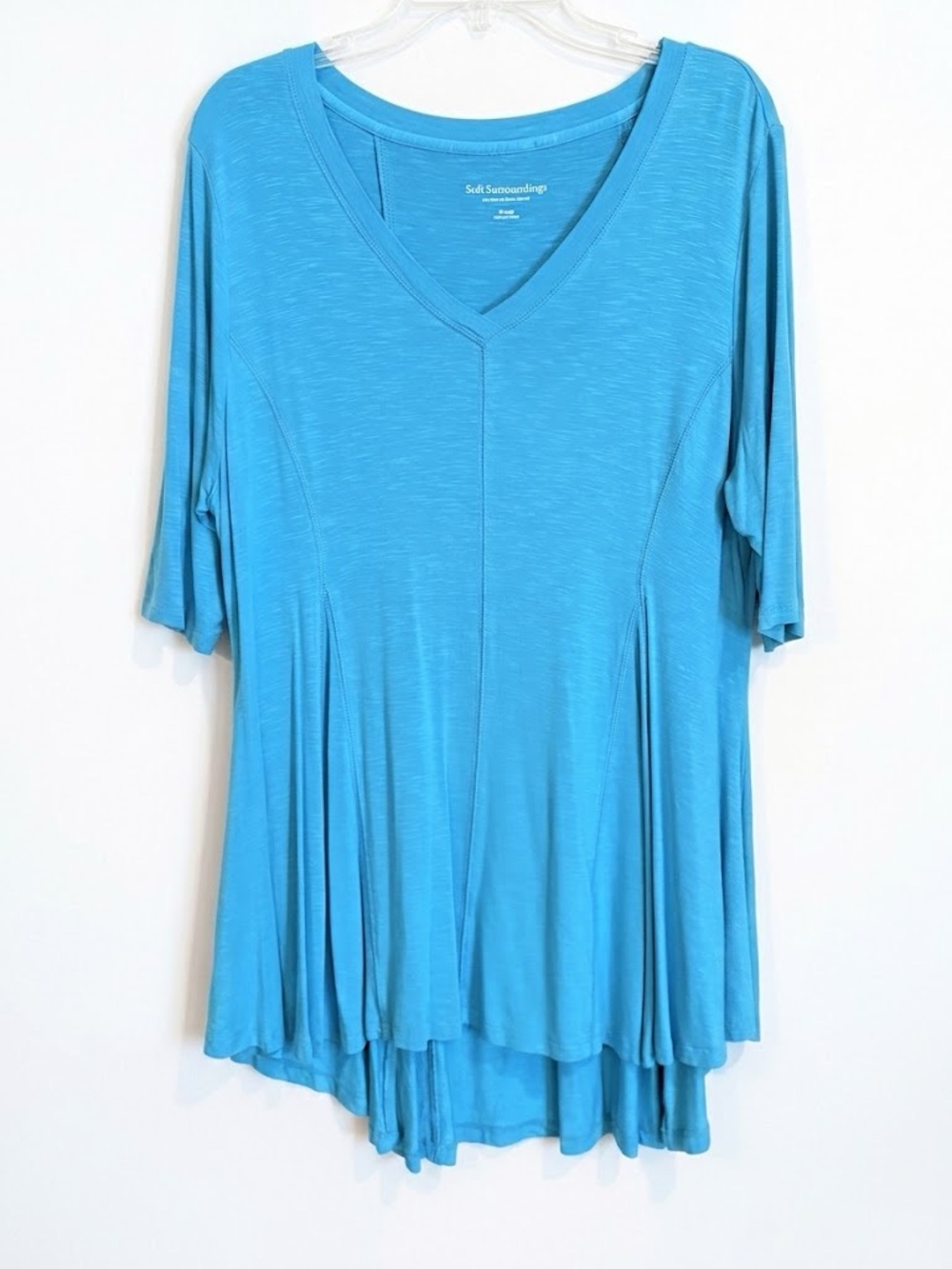 Soft Surroundings Blue V-Neck Flowing Women's Tunic Top Size Extra Large